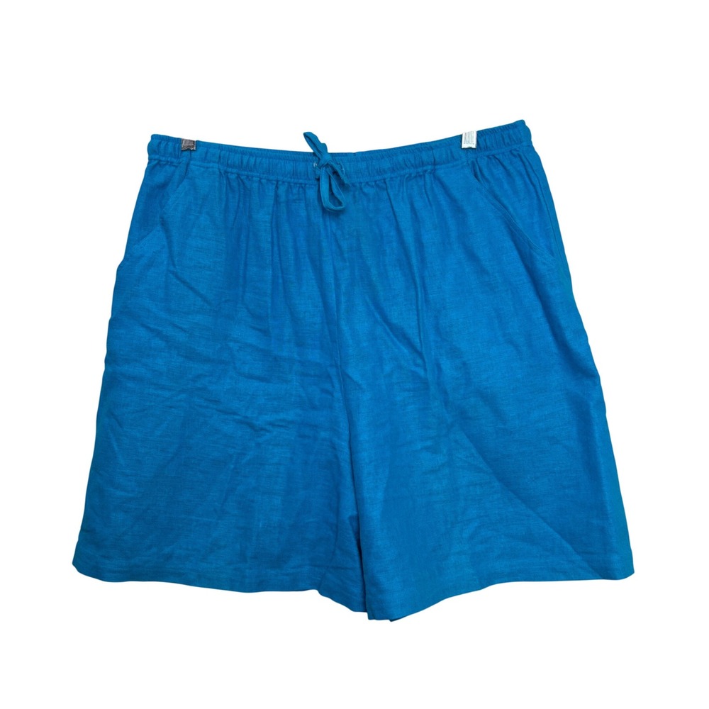 Kathie‎ Lee Collection Shorts Womens XL Blue Linen Cotton Blend Summer Casual